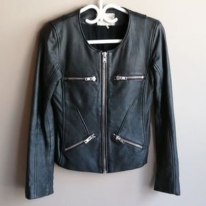 IRO Black Leather Moto Jacket Size 0
